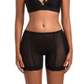 Padded Butt Lifting Lace Trim Mesh Shaping Shorts - Black