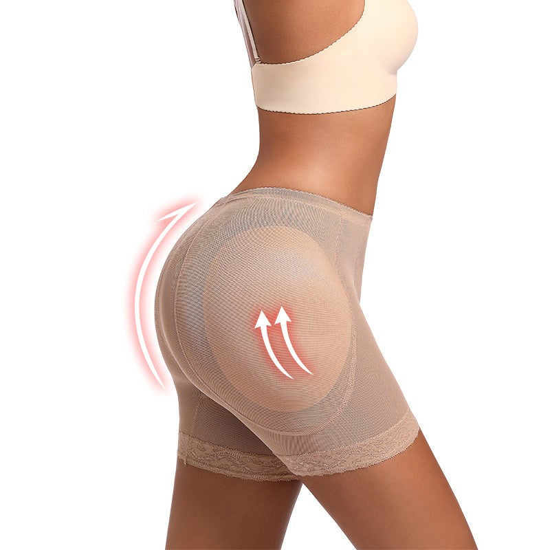 Padded Butt Lifting Lace Trim Mesh Shaping Shorts