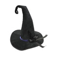 Velvet Bow Pointed Witch Hat - Black