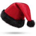 Plush Christmas Santa Beanie With Fur Brim - Red