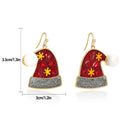 Sparkling Santa Hat Drop Earrings - Red