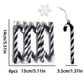 Glossy Striped Candy Cane Tree Ornament Set - Black