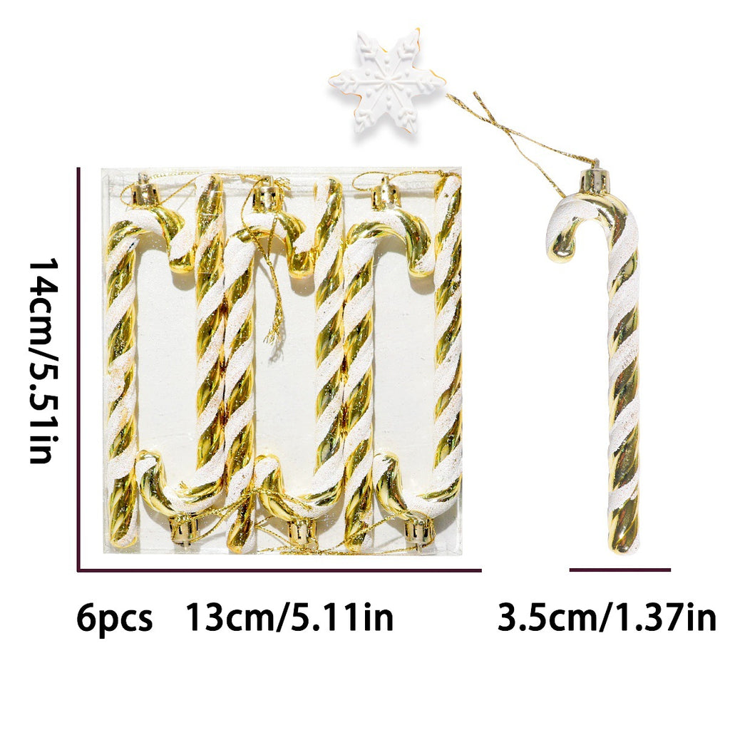 Glossy Striped Candy Cane Tree Ornament Set - Gold