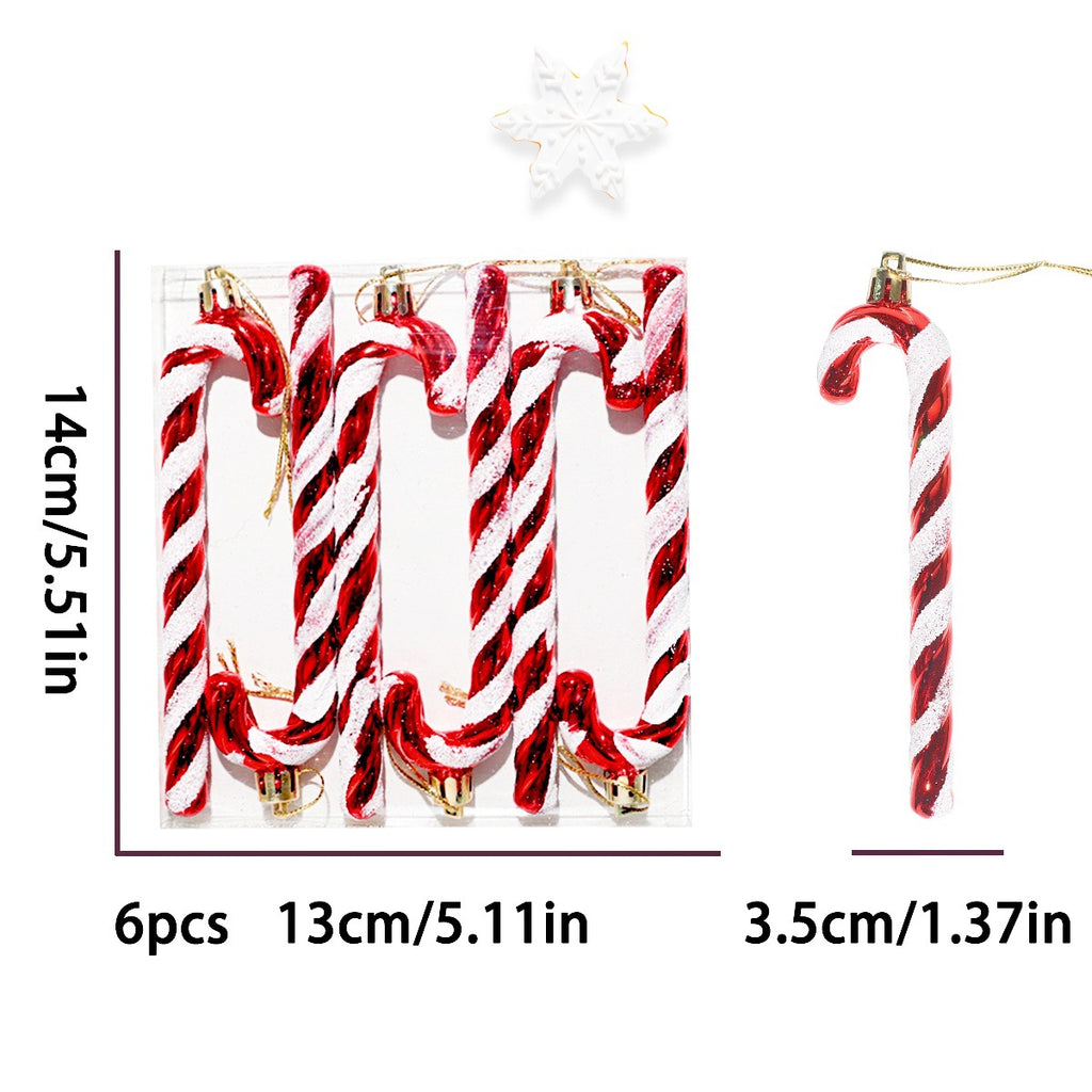 Glossy Striped Candy Cane Tree Ornament Set - Red