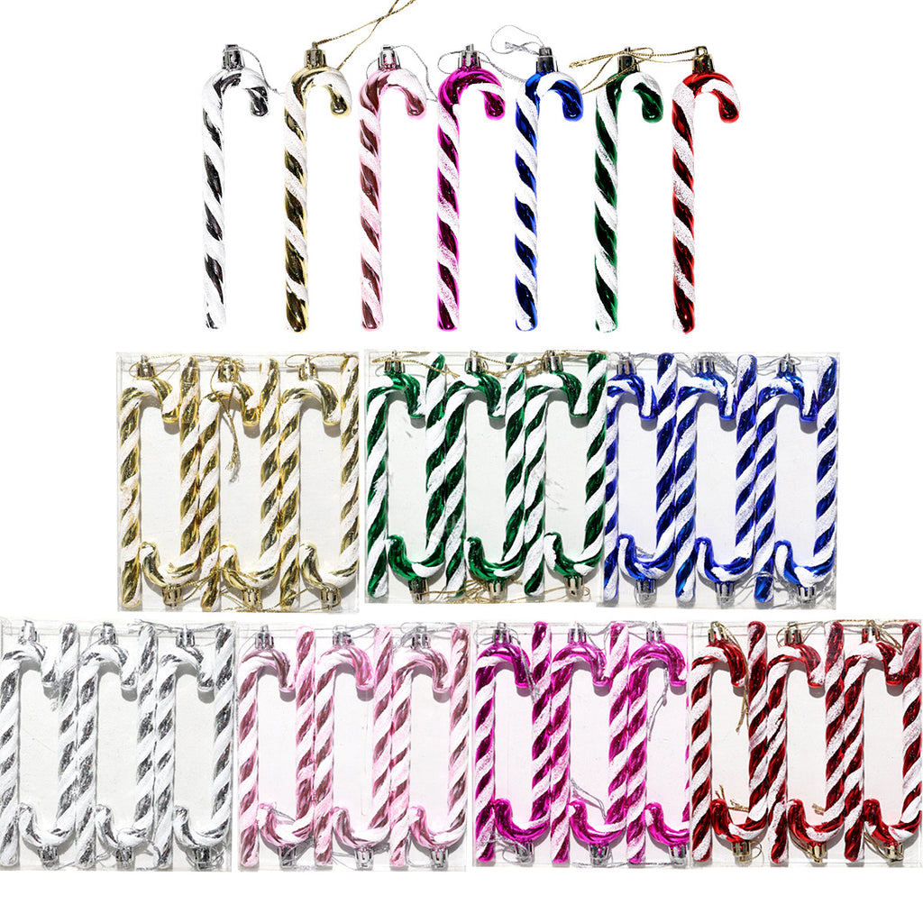 Glossy Striped Candy Cane Tree Ornament Set - view 1