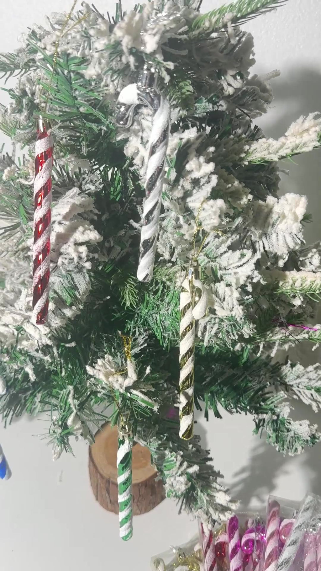 Glossy Striped Candy Cane Tree Ornament Set - view 2