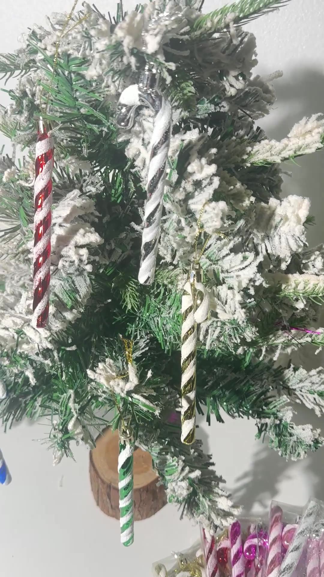 Glossy Striped Candy Cane Tree Ornament Set - view 2