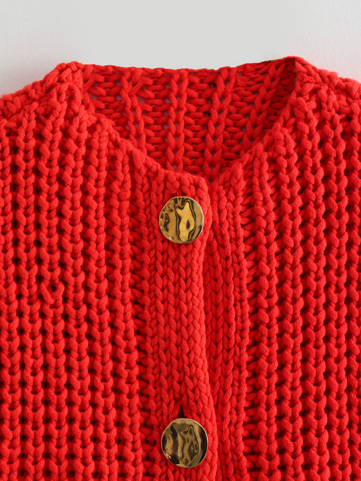 Chunky Rib Knit Button Vest With Pockets - red - 1