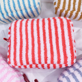 Large Fluffy Striped Zip Makeup Pouch - Red