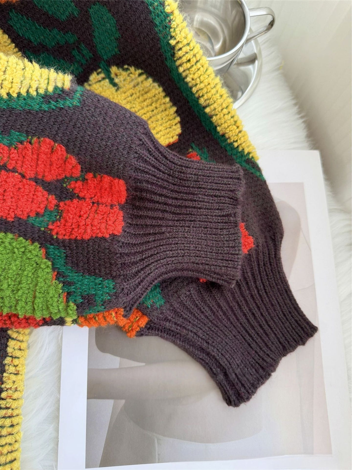 Quirky 3D Veggie Knit Oversized Cardigan - view 4