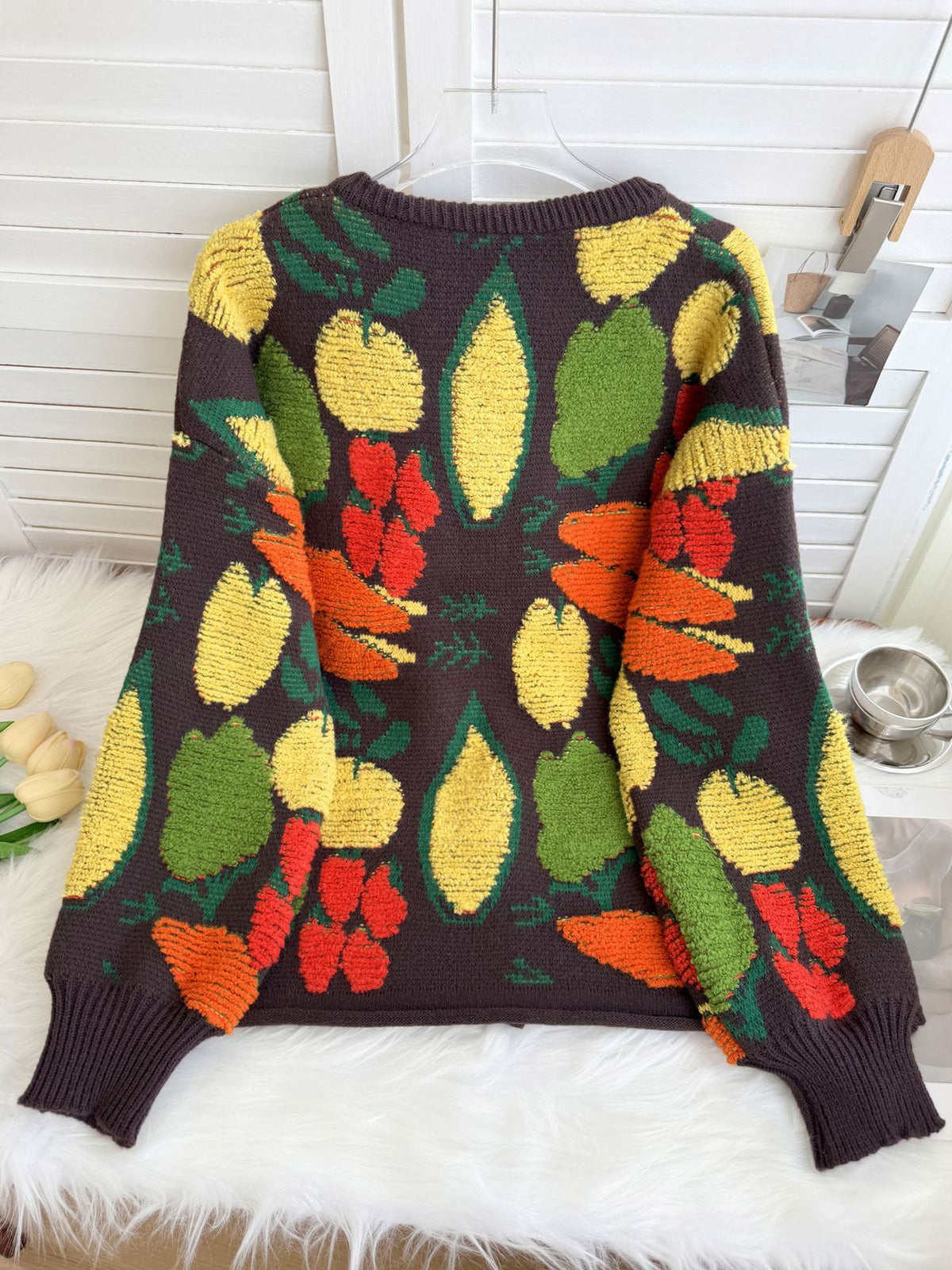 Quirky 3D Veggie Knit Oversized Cardigan - view 5