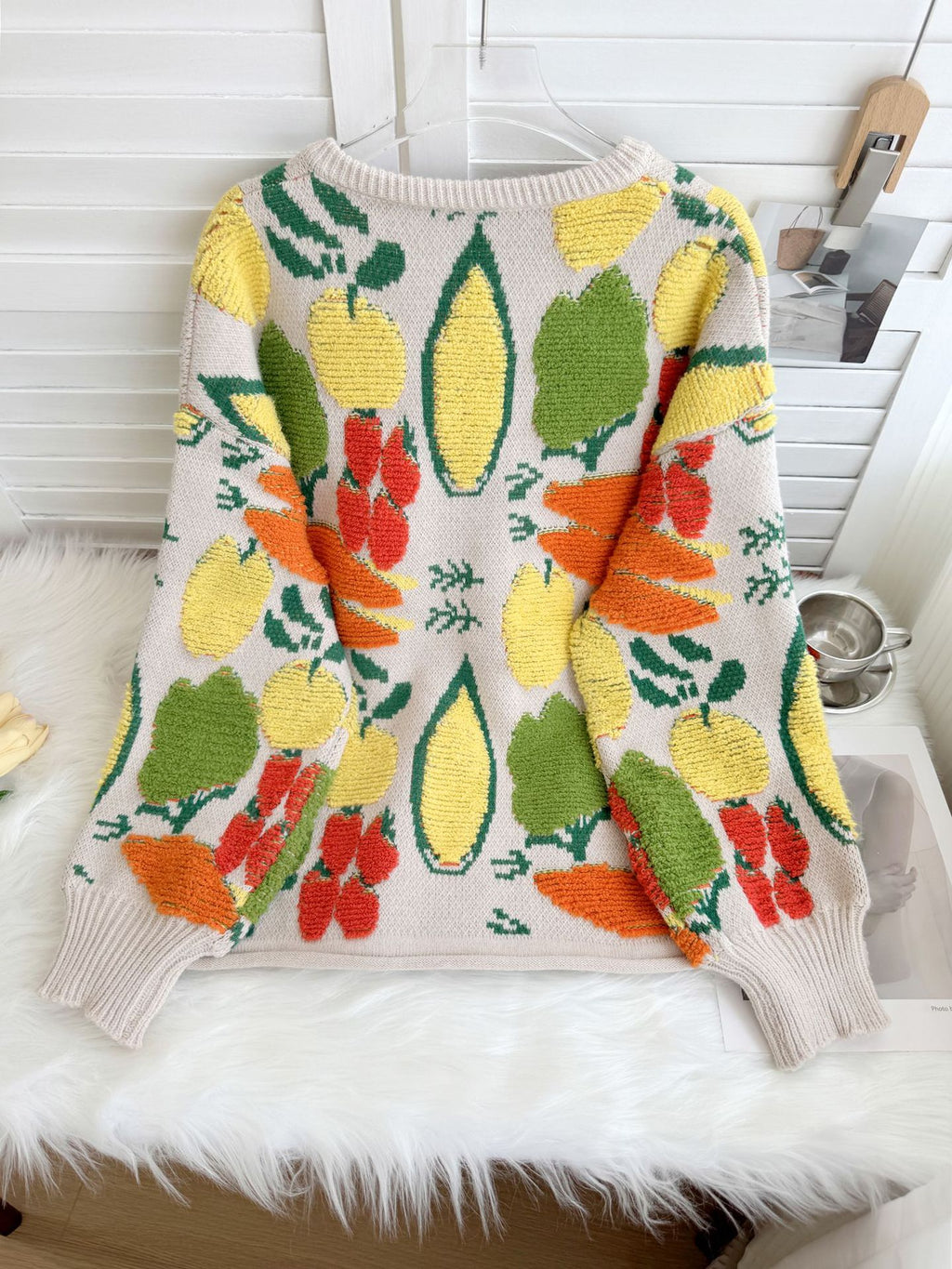 Quirky 3D Veggie Knit Oversized Cardigan - view 9
