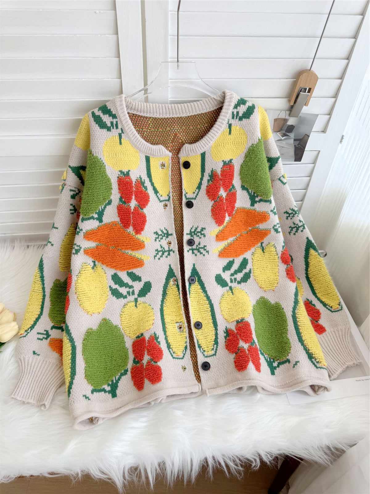 Quirky 3D Veggie Knit Oversized Cardigan - view 10