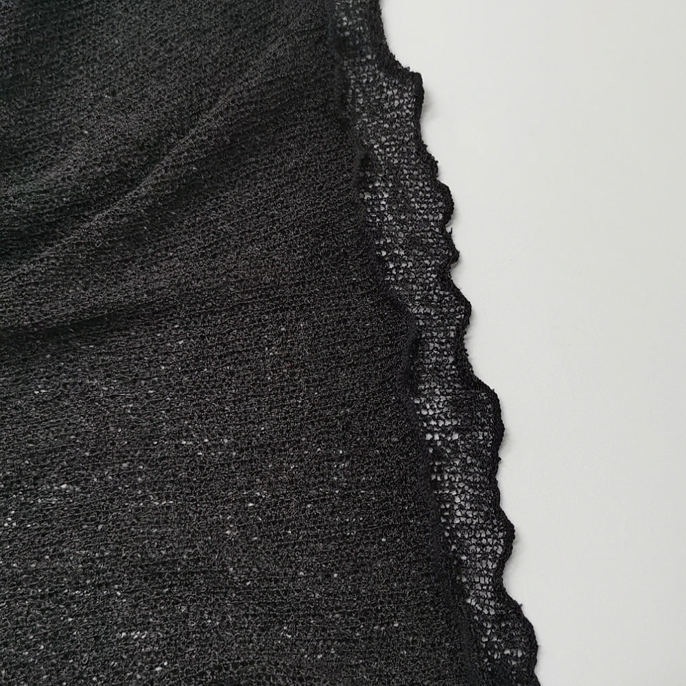 Sheer Knit Long Sleeve Maxi Cover Up - Black - 6