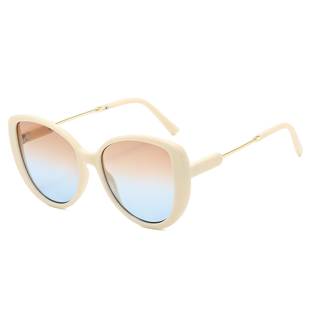 Oversized Cat Eye Gradient Lens Sunglasses - Beige