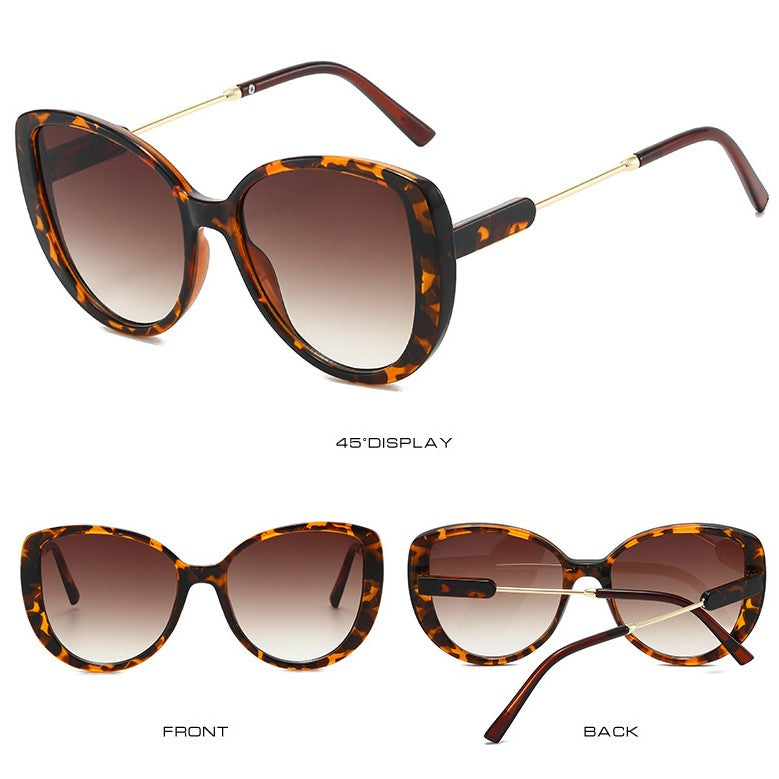 Oversized Cat Eye Gradient Lens Sunglasses - Leopard - 1