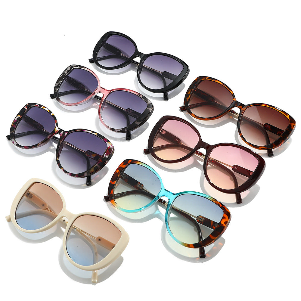 Oversized Cat Eye Gradient Lens Sunglasses - Leopard - 2