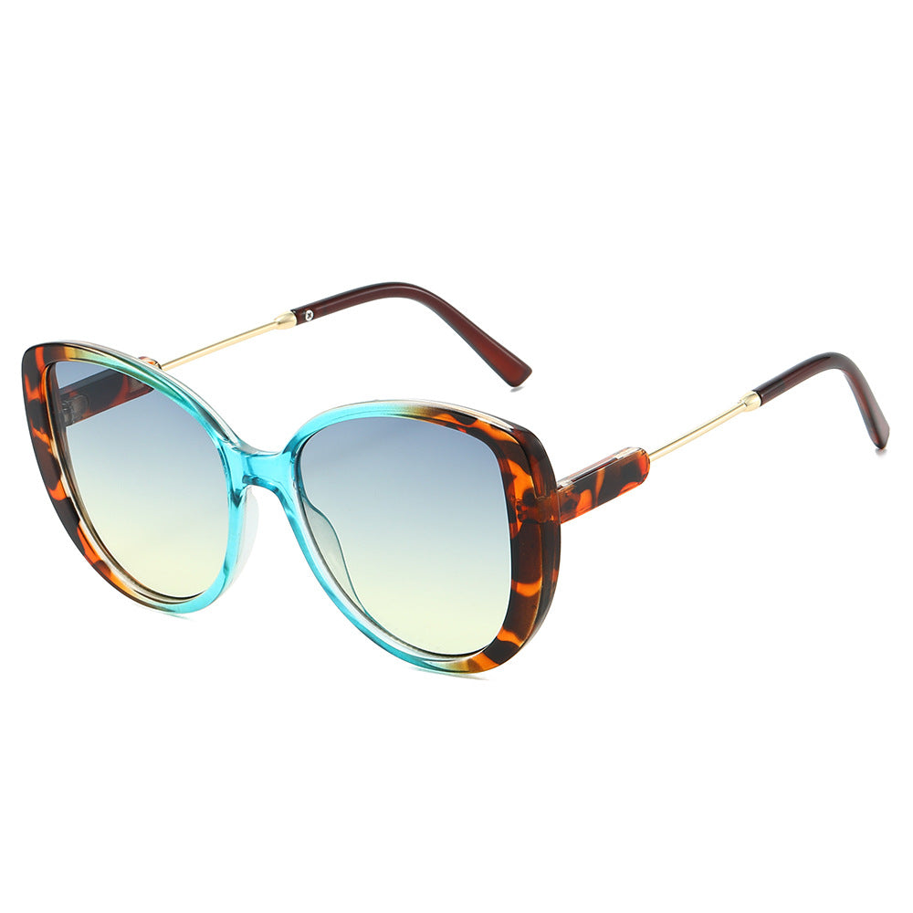 Oversized Cat Eye Gradient Lens Sunglasses - Leopard_B