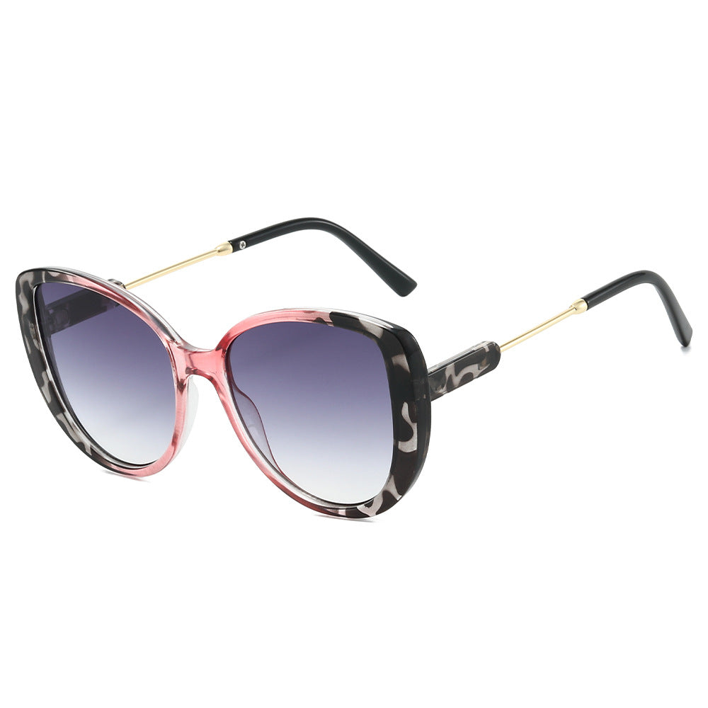 Oversized Cat Eye Gradient Lens Sunglasses - Leopard_P