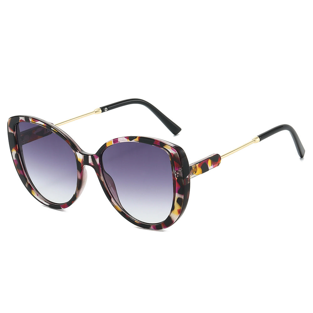 Oversized Cat Eye Gradient Lens Sunglasses - Leopard_V