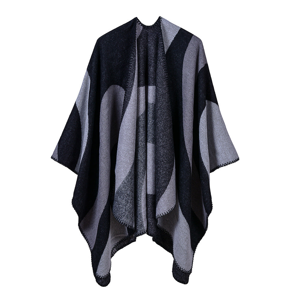Curved Colour Block Geometric Wrap - BLACK
