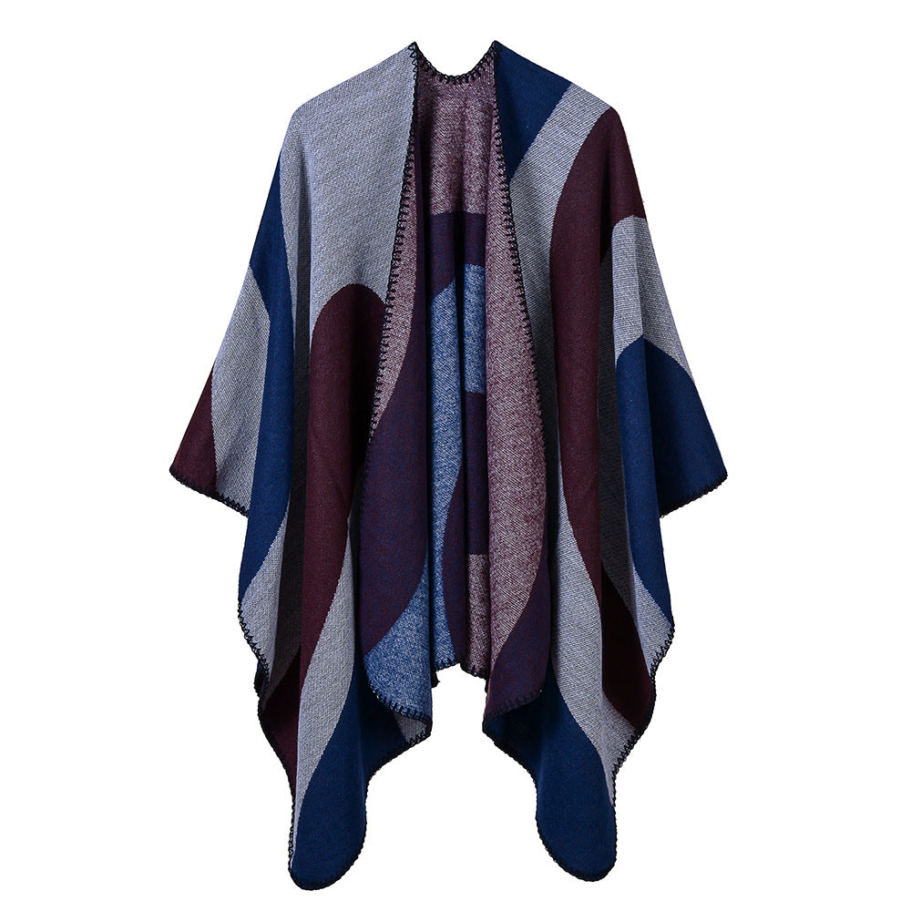Curved Colour Block Geometric Wrap - COFFEE