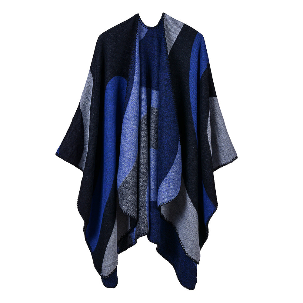 Curved Colour Block Geometric Wrap - NAVY