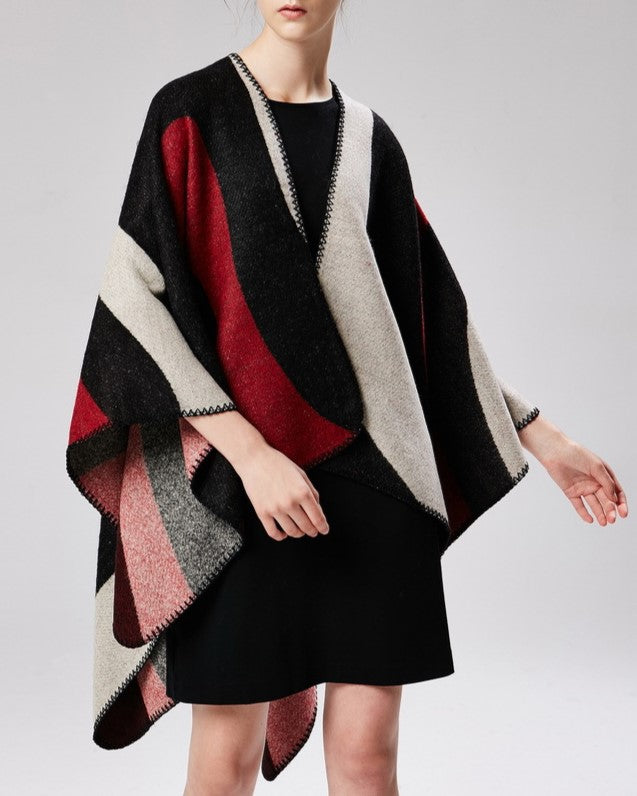 Curved Colour Block Geometric Wrap - RED