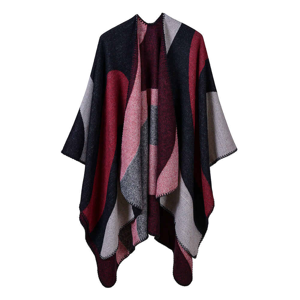 Curved Colour Block Geometric Wrap - RED - 1