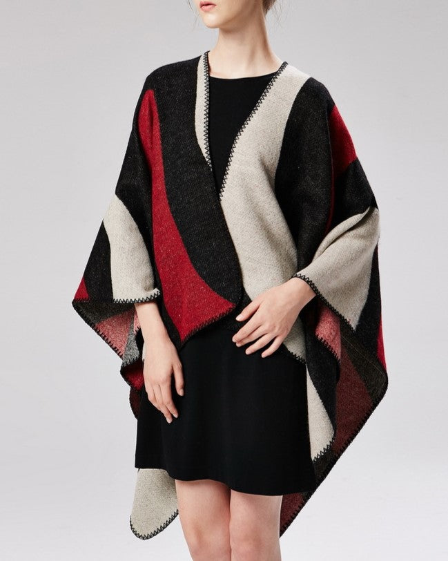 Curved Colour Block Geometric Wrap - RED - 2