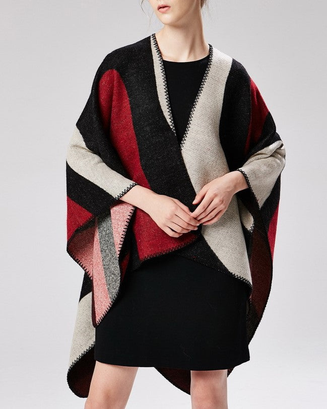 Curved Colour Block Geometric Wrap - RED - 4