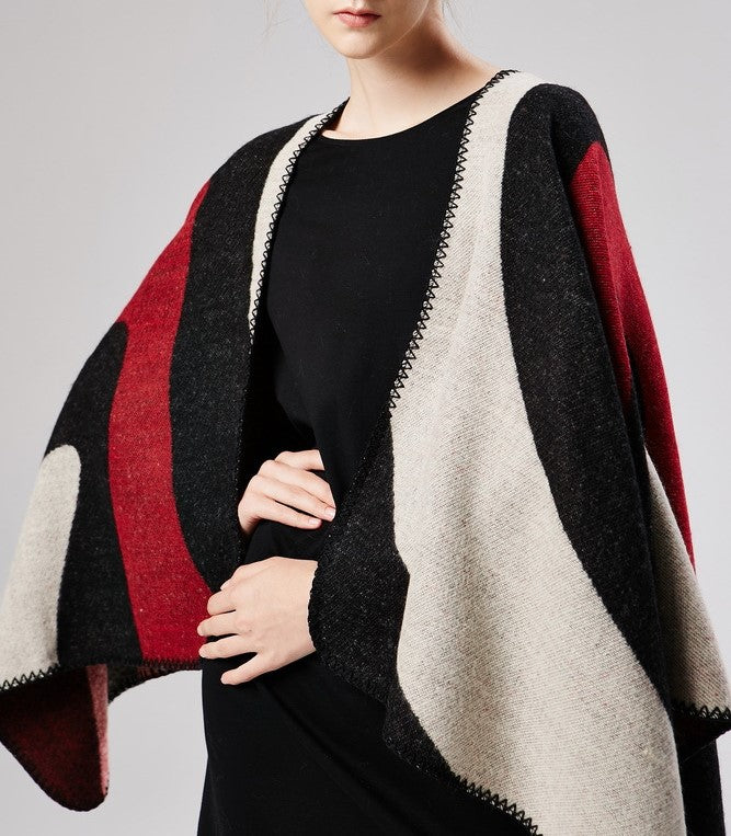 Curved Colour Block Geometric Wrap - RED - 5