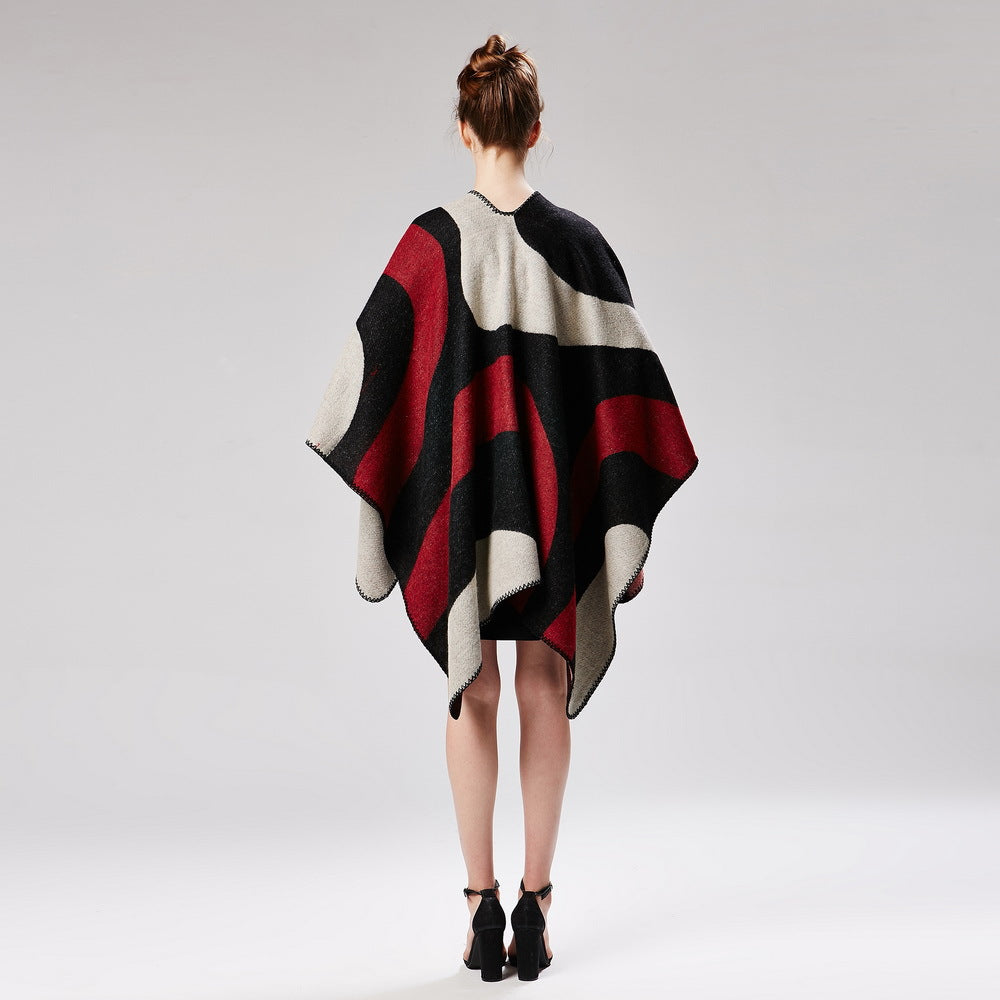 Curved Colour Block Geometric Wrap - RED - 6