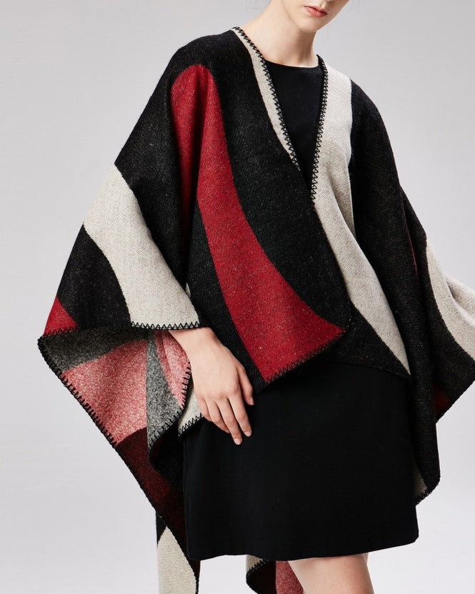 Curved Colour Block Geometric Wrap - RED - 7