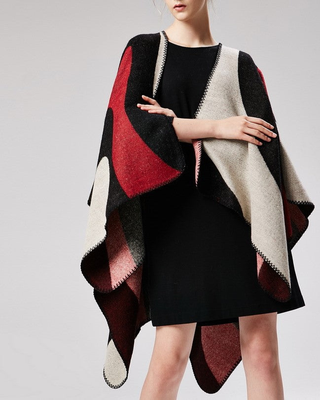 Curved Colour Block Geometric Wrap - RED - 8