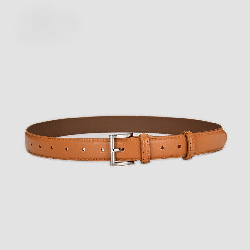 Classic Square Pin Buckle Slim Belt - Orange