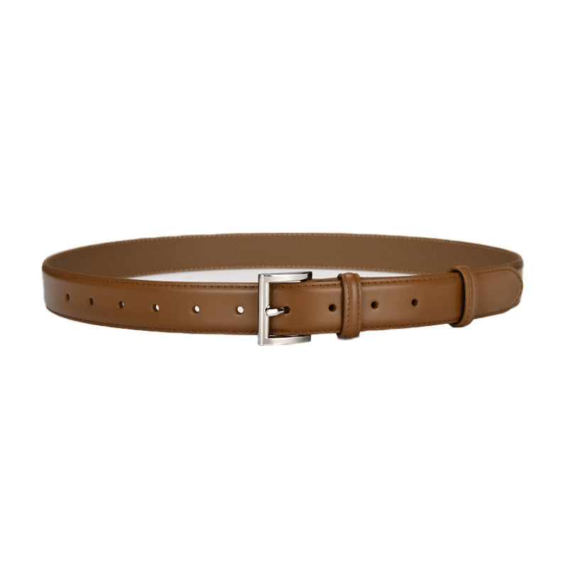 Classic Square Pin Buckle Slim Belt