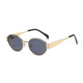 Retro Oval Sunglasses With Slim Temples - C2
