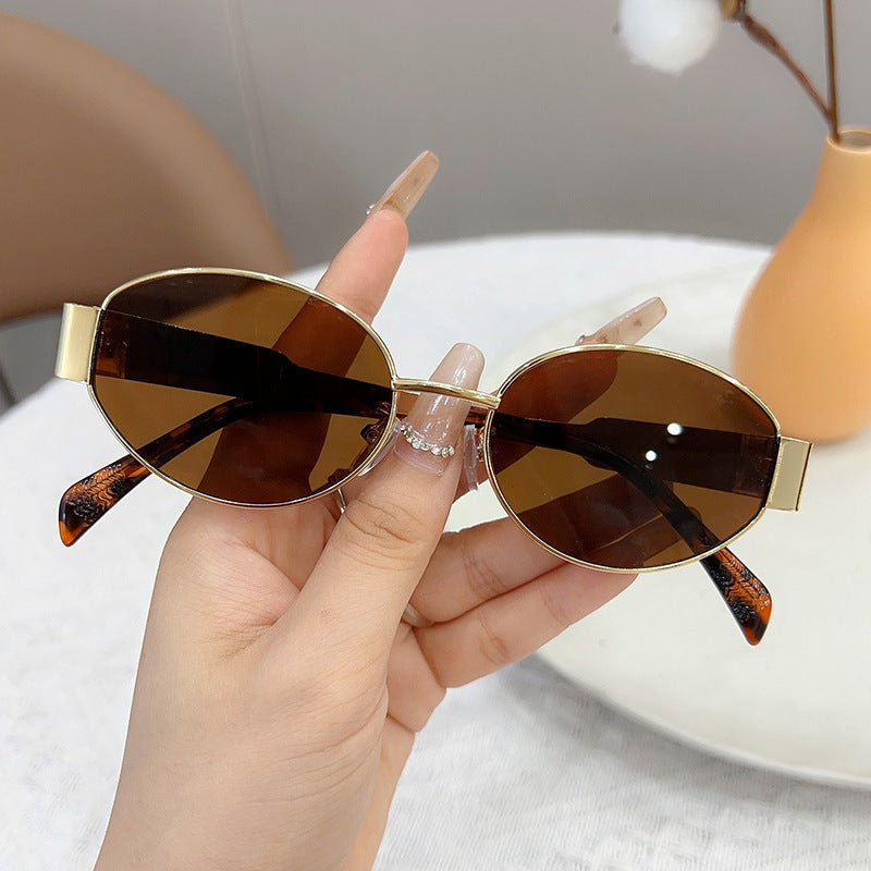Retro Oval Sunglasses With Slim Temples