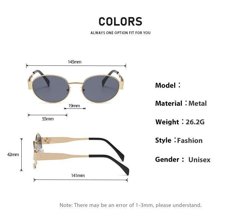 Retro Oval Sunglasses With Slim Temples - view 1