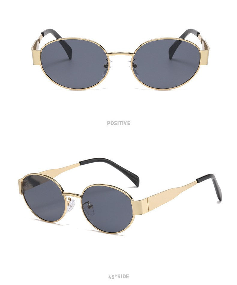 Retro Oval Sunglasses With Slim Temples - view 2