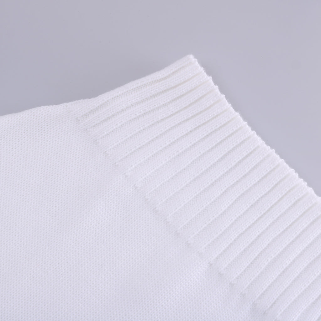 Puff Sleeve Ribbed Waist Turtleneck Sweater - White - 2
