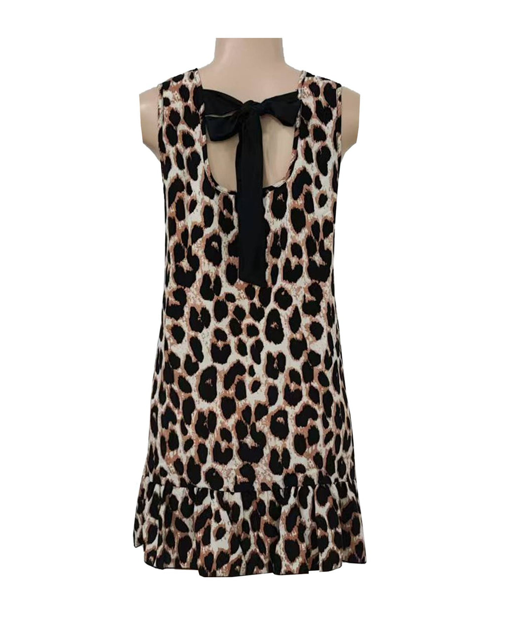Leopard Print Tie Back Ruffle Hem Mini Dress