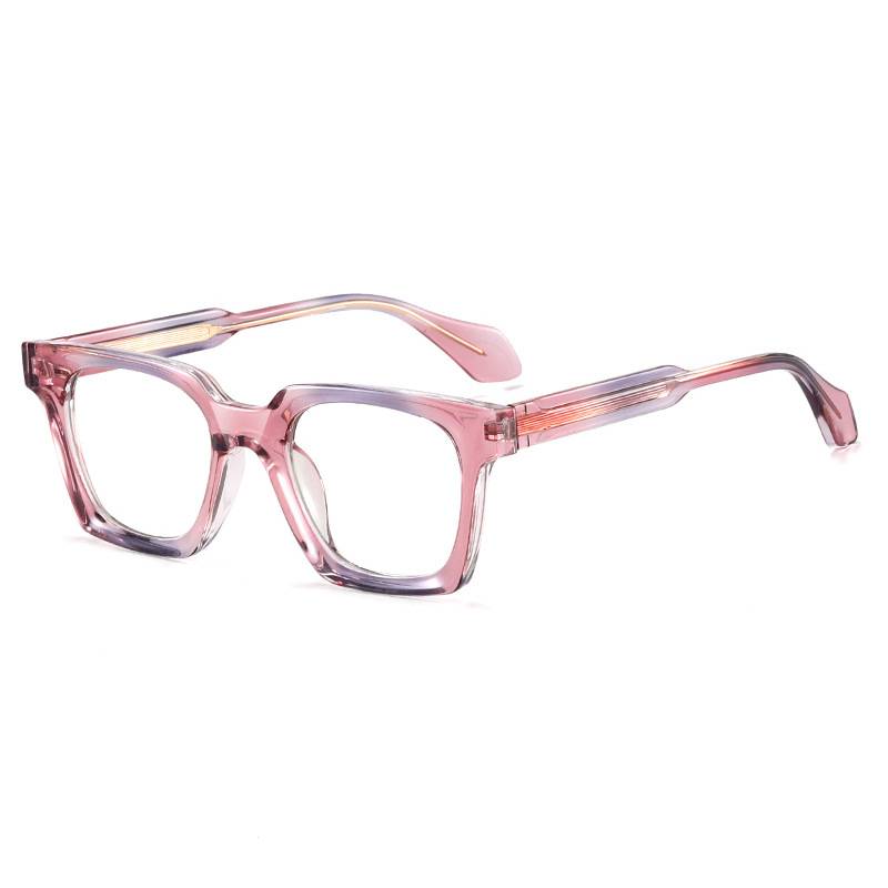 Two Tone Chunky Square Eyeglasses - C3Pink