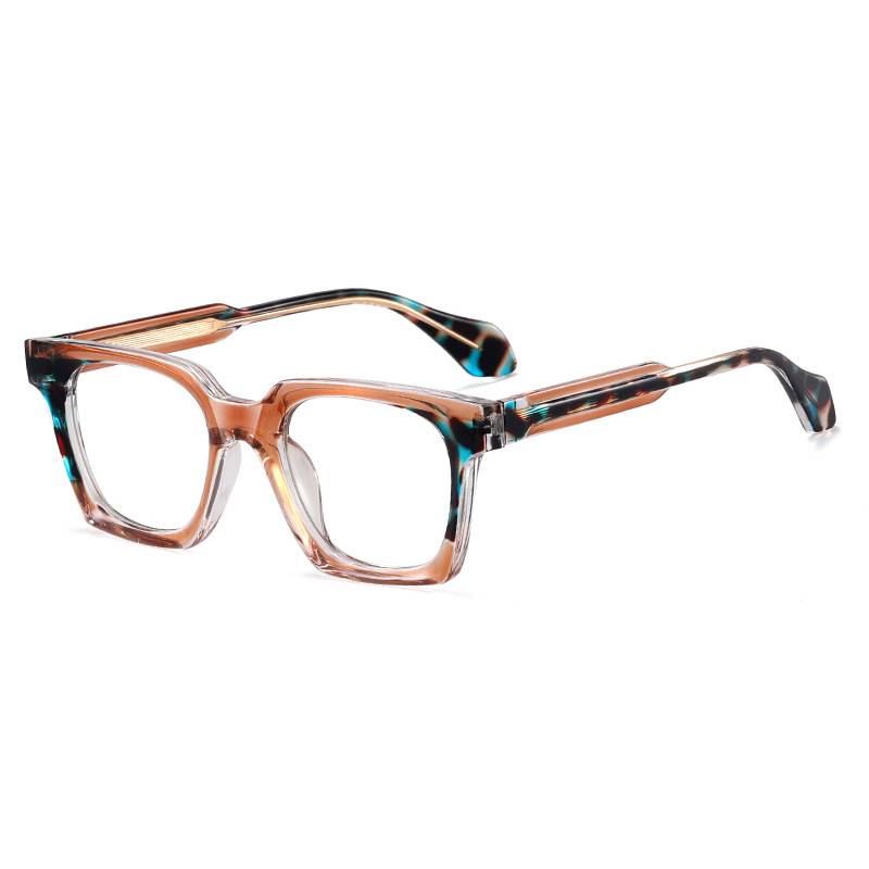 Two Tone Chunky Square Eyeglasses - C6Toffee
