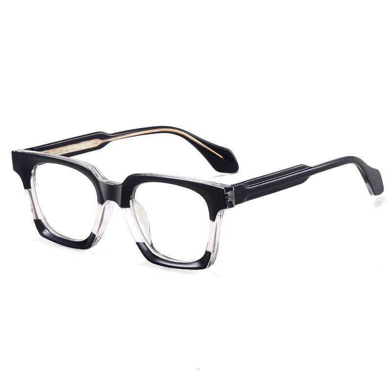 Two Tone Chunky Square Eyeglasses - C8Black
