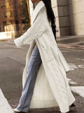 Chunky Cable Knit Longline Duster Cardigan - White