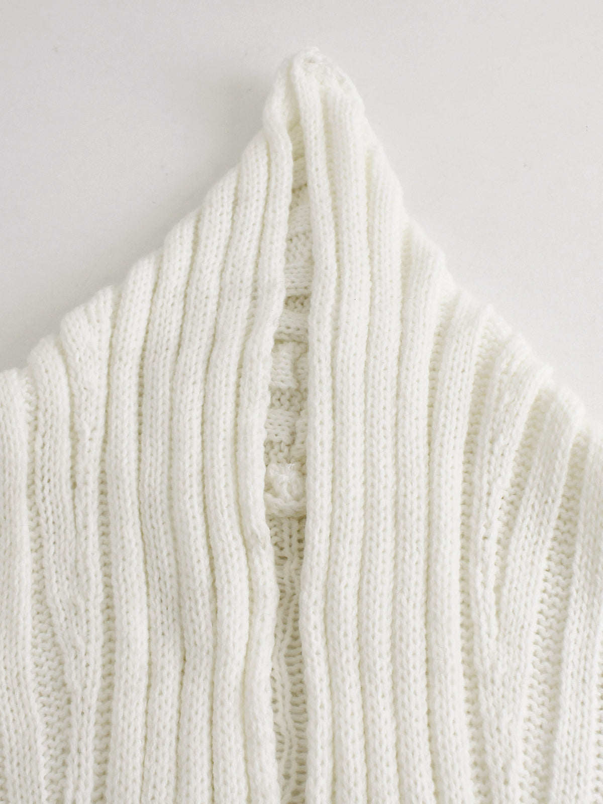 Chunky Cable Knit Longline Duster Cardigan - White - 3
