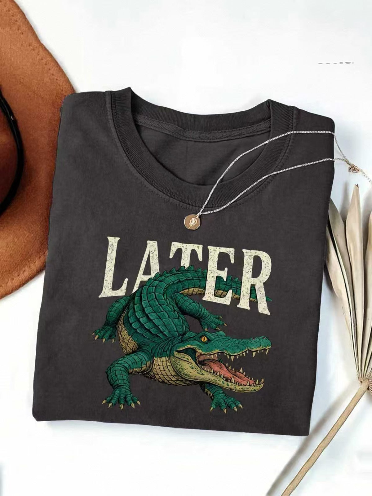 Crocodile Graphic Western Short Sleeve Tee - Black