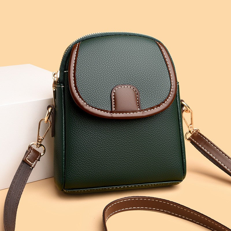 Contrast Trim Mini Phone Crossbody Bag - Forest Green